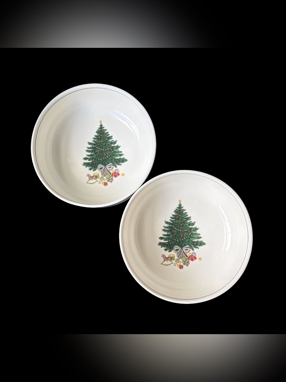 Set of 2 Mikasa Heritage Christmas Story 6.25 in Bowl Holiday Tree Gift